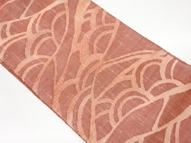 手織り真綿紬抽象波模様織出し名古屋帯